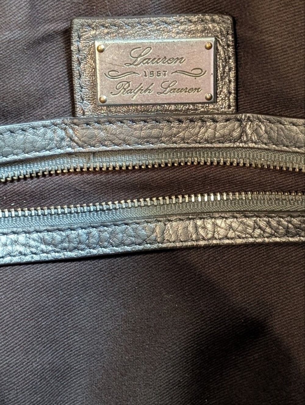 Lauren Ralph Lauren Pewter Leather Crossbody Messenger Bag - Indie Sleeze - Picture 5 of 14